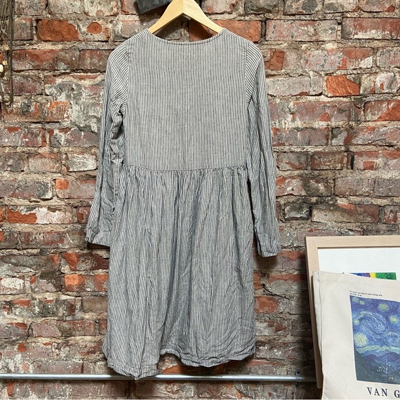 SOLD | NotPerfectLinen | Mama Midi Dress | Natural Grey Stripe | XS - Picture 5 of 7